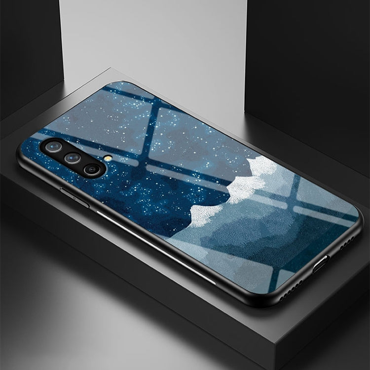 For OnePlus Nord CE 5G Starry Sky Painted Tempered Glass TPU Shockproof Protective Case