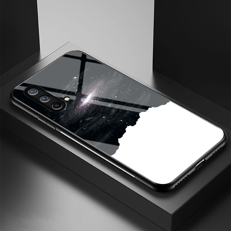 For OnePlus Nord CE 5G Starry Sky Painted Tempered Glass TPU Shockproof Protective Case