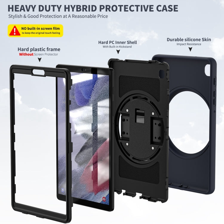 For Samsung Galaxy Tab A7 Lite 8.7 T220 360 Degree Rotation PC + TPU Protective Case with Holder & Hand-strap & Pen Slot