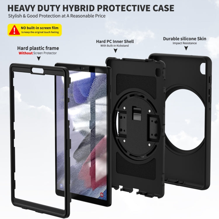 For Samsung Galaxy Tab A7 Lite 8.7 T220 360 Degree Rotation PC + TPU Protective Case with Holder & Hand-strap & Pen Slot