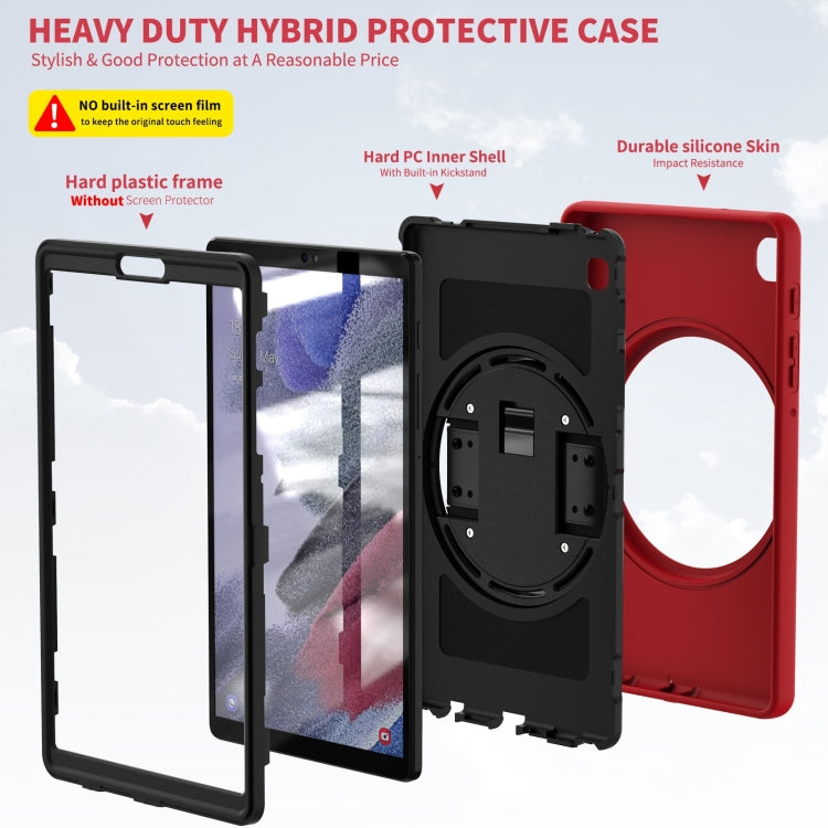 For Samsung Galaxy Tab A7 Lite 8.7 T220 360 Degree Rotation PC + TPU Protective Case with Holder & Hand-strap & Pen Slot