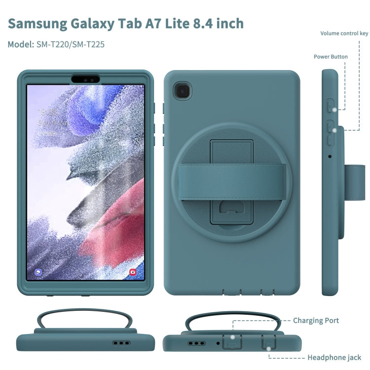 For Samsung Galaxy Tab A7 Lite 8.7 T220 360 Degree Rotation PC + TPU Protective Case with Holder & Hand-strap & Pen Slot