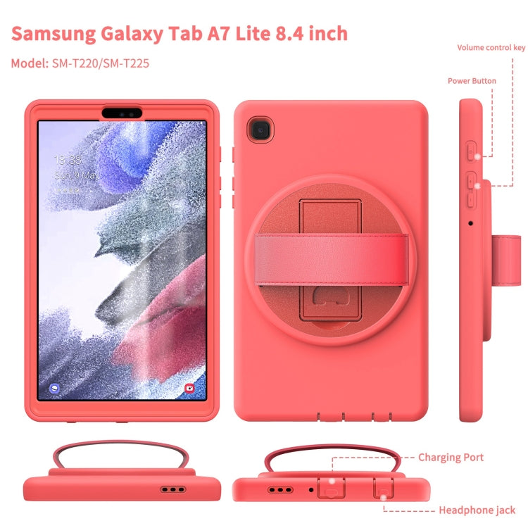 For Samsung Galaxy Tab A7 Lite 8.7 T220 360 Degree Rotation PC + TPU Protective Case with Holder & Hand-strap & Pen Slot