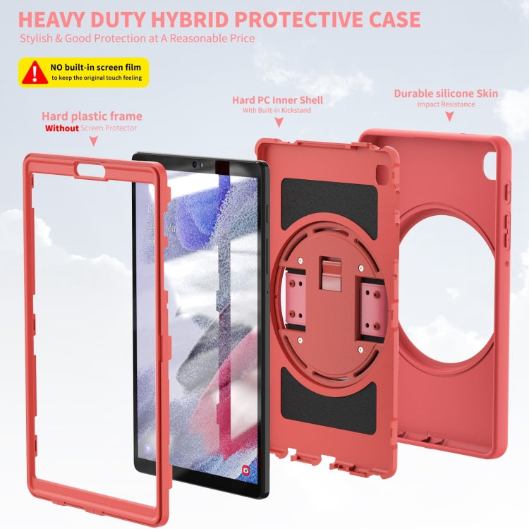 For Samsung Galaxy Tab A7 Lite 8.7 T220 360 Degree Rotation PC + TPU Protective Case with Holder & Hand-strap & Pen Slot