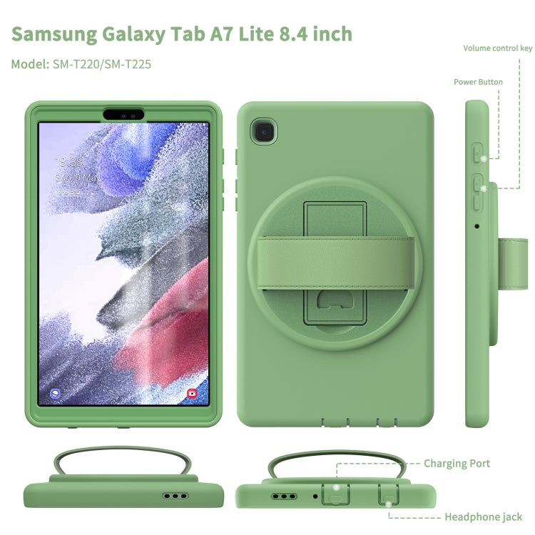 For Samsung Galaxy Tab A7 Lite 8.7 T220 360 Degree Rotation PC + TPU Protective Case with Holder & Hand-strap & Pen Slot