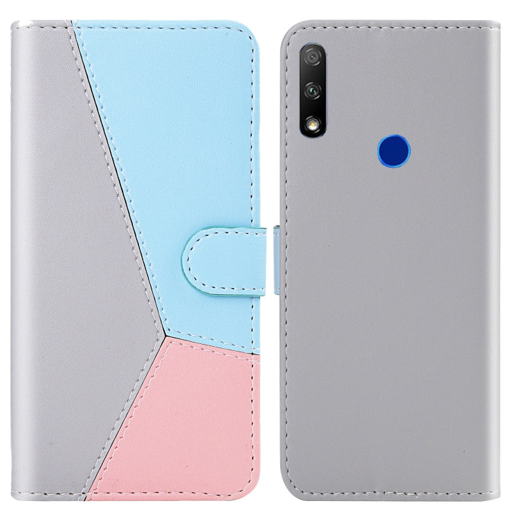For Huawei Honor 9X Tricolor Stitching Horizontal Flip TPU + PU Leather Case with Holder & Card Slots & Wallet
