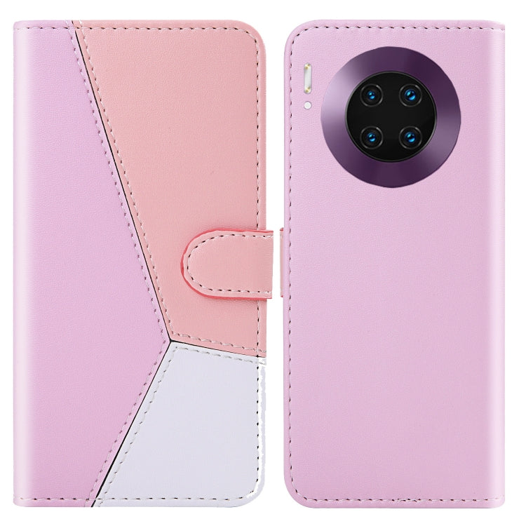 For Huawei Mate 30 Pro Tricolor Stitching Horizontal Flip TPU + PU Leather Case with Holder & Card Slots & Wallet
