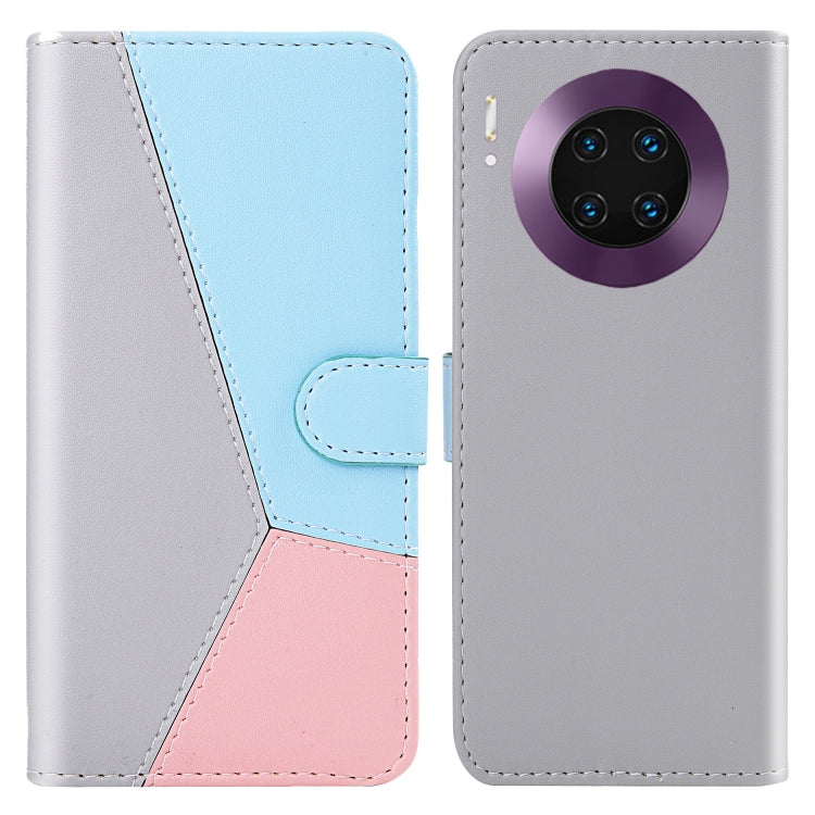 For Huawei Mate 30 Pro Tricolor Stitching Horizontal Flip TPU + PU Leather Case with Holder & Card Slots & Wallet