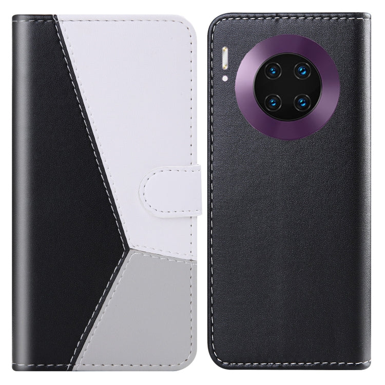 For Huawei Mate 30 Pro Tricolor Stitching Horizontal Flip TPU + PU Leather Case with Holder & Card Slots & Wallet