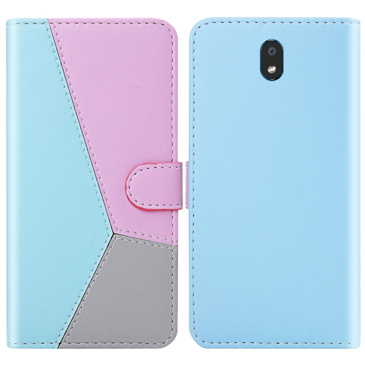 For LG K30 (2019) Tricolor Stitching Horizontal Flip TPU + PU Leather Case with Holder & Card Slots & Wallet