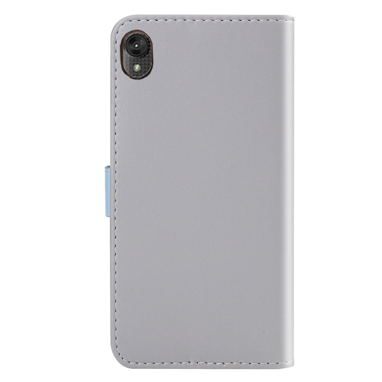 For Motorola Moto E6 Tricolor Stitching Horizontal Flip TPU + PU Leather Case with Holder & Card Slots & Wallet
