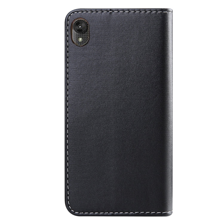 For Motorola Moto E6 Tricolor Stitching Horizontal Flip TPU + PU Leather Case with Holder & Card Slots & Wallet