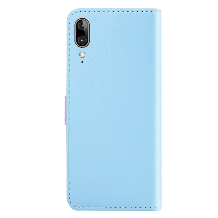 For Motorola Moto E6 Plus Tricolor Stitching Horizontal Flip TPU + PU Leather Case with Holder & Card Slots & Wallet