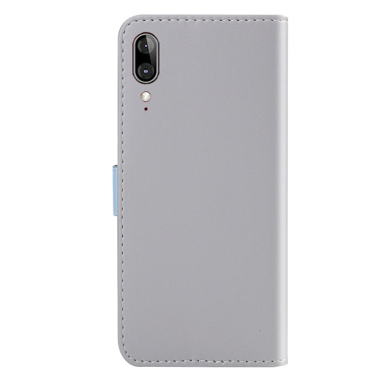For Motorola Moto E6 Plus Tricolor Stitching Horizontal Flip TPU + PU Leather Case with Holder & Card Slots & Wallet