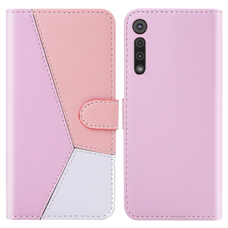 For Motorola Moto G8 Play Tricolor Stitching Horizontal Flip TPU + PU Leather Case with Holder & Card Slots & Wallet