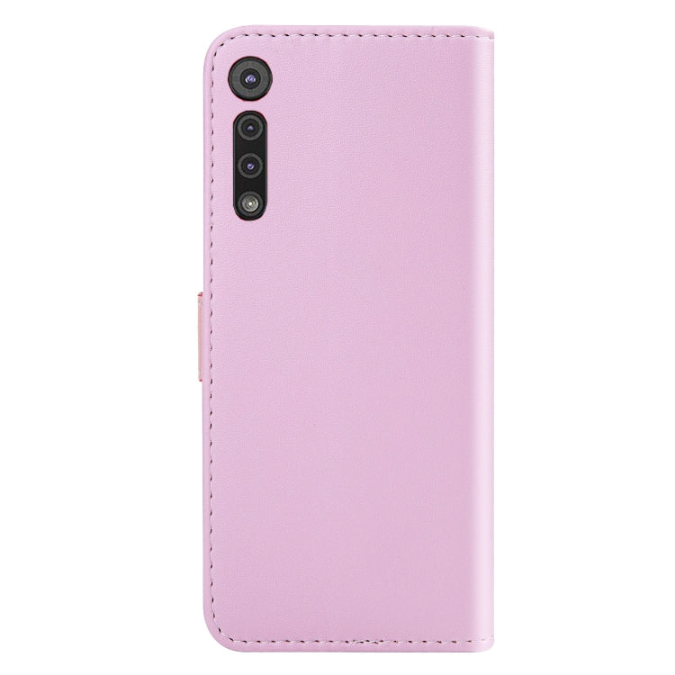 For Motorola Moto G8 Play Tricolor Stitching Horizontal Flip TPU + PU Leather Case with Holder & Card Slots & Wallet