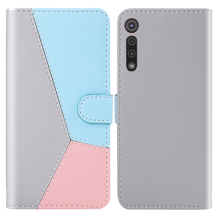 For Motorola Moto G8 Play Tricolor Stitching Horizontal Flip TPU + PU Leather Case with Holder & Card Slots & Wallet