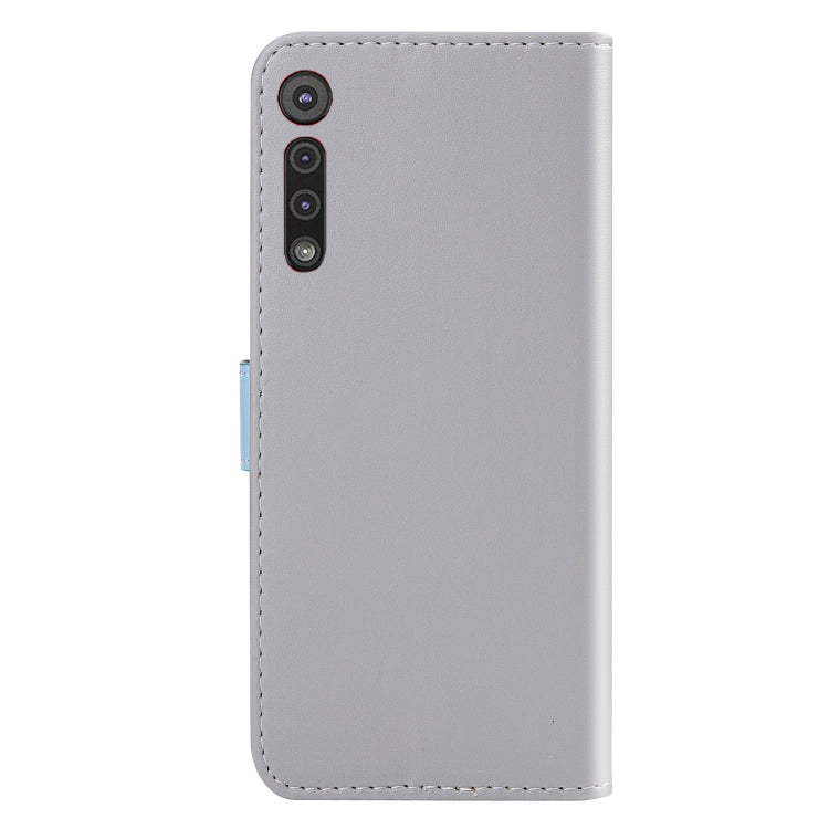 For Motorola Moto G8 Play Tricolor Stitching Horizontal Flip TPU + PU Leather Case with Holder & Card Slots & Wallet