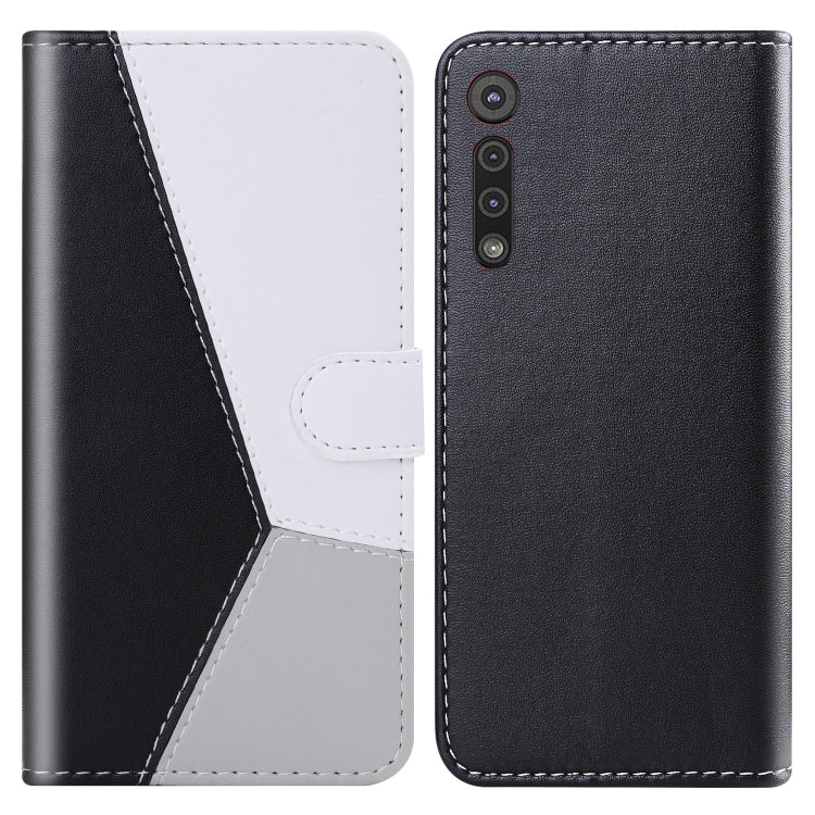 For Motorola Moto G8 Play Tricolor Stitching Horizontal Flip TPU + PU Leather Case with Holder & Card Slots & Wallet