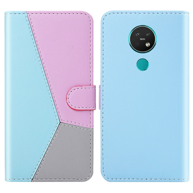 For Nokia 7.2 Tricolor Stitching Horizontal Flip TPU + PU Leather Case with Holder & Card Slots & Wallet