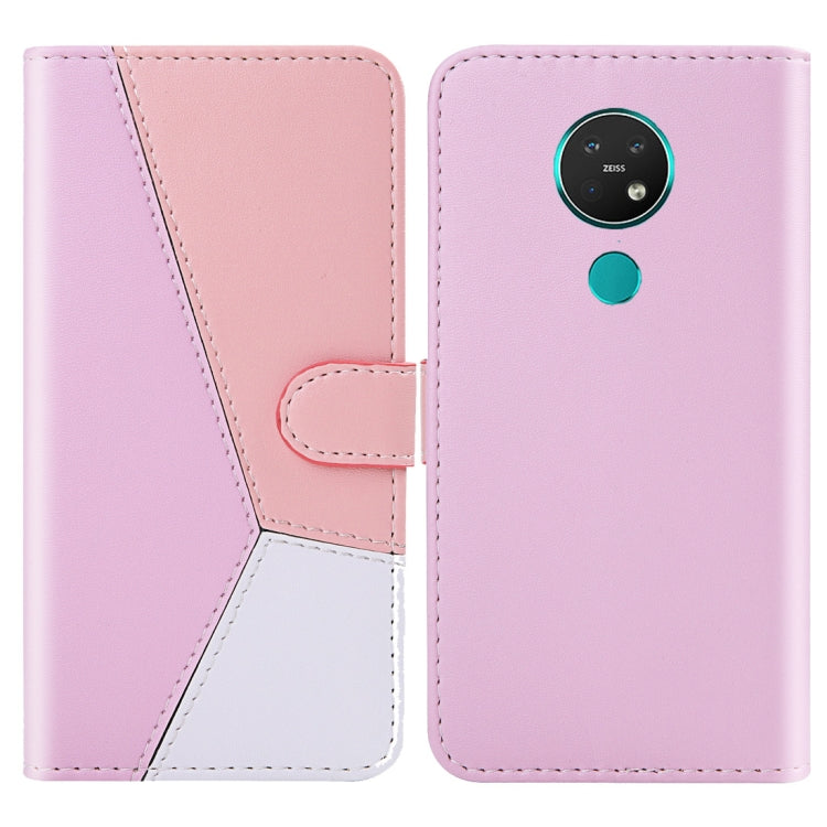 For Nokia 7.2 Tricolor Stitching Horizontal Flip TPU + PU Leather Case with Holder & Card Slots & Wallet