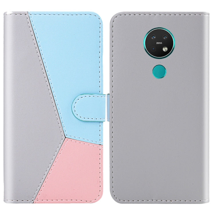For Nokia 7.2 Tricolor Stitching Horizontal Flip TPU + PU Leather Case with Holder & Card Slots & Wallet