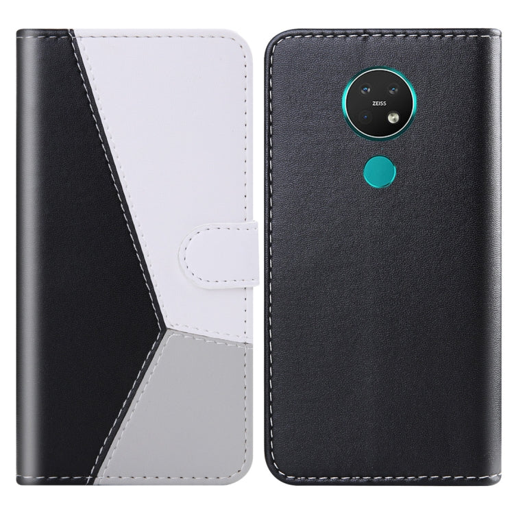 For Nokia 7.2 Tricolor Stitching Horizontal Flip TPU + PU Leather Case with Holder & Card Slots & Wallet