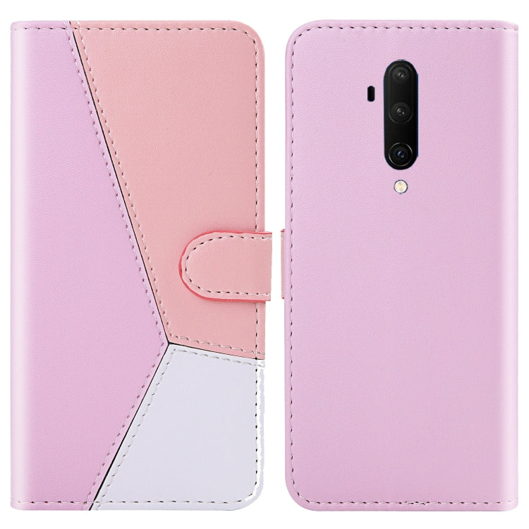 For OnePlus 7 Pro / 7T Pro Tricolor Stitching Horizontal Flip TPU + PU Leather Case with Holder & Card Slots & Wallet