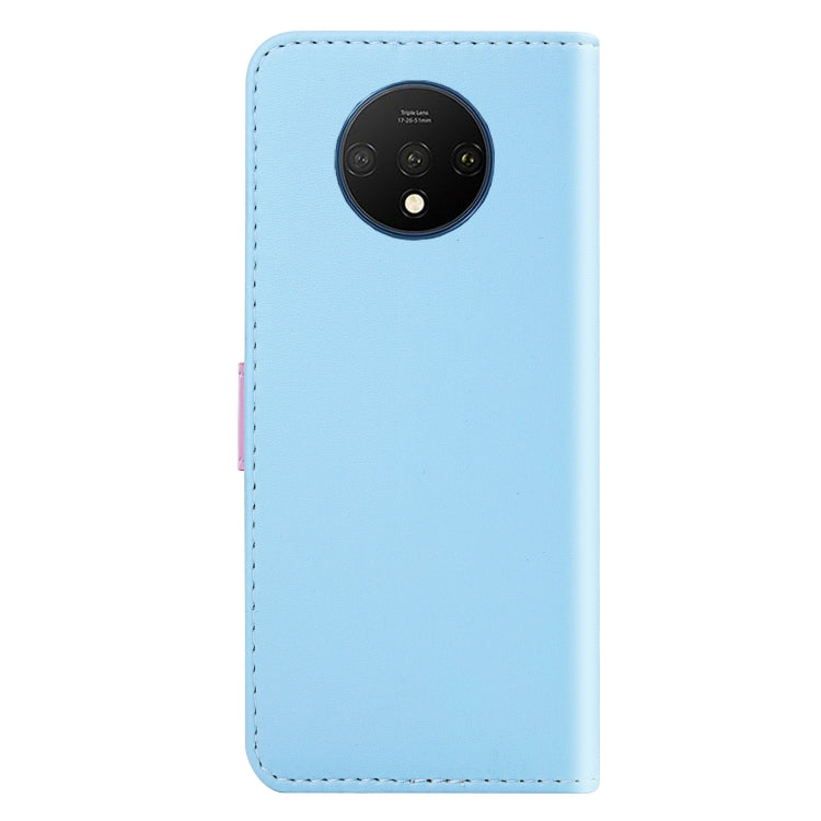 For OnePlus 7T Tricolor Stitching Horizontal Flip TPU + PU Leather Case with Holder & Card Slots & Wallet