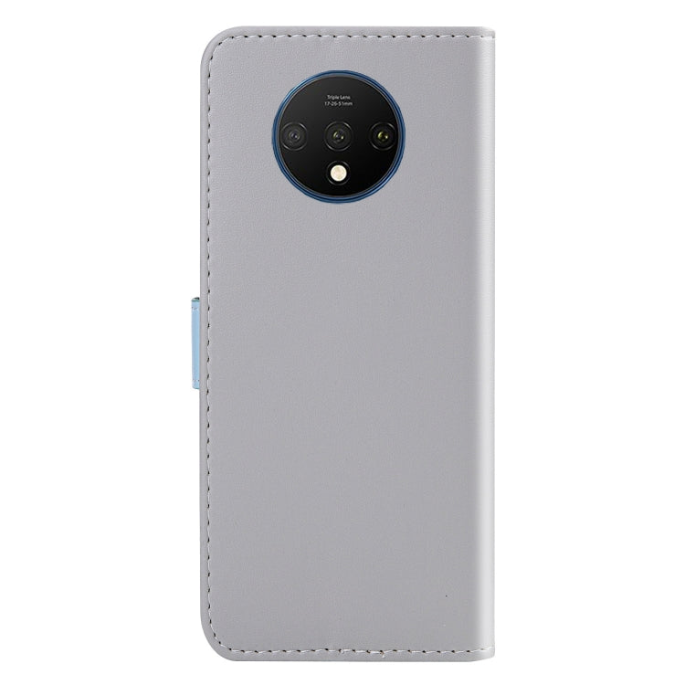 For OnePlus 7T Tricolor Stitching Horizontal Flip TPU + PU Leather Case with Holder & Card Slots & Wallet