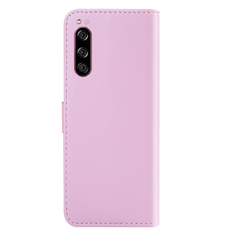For Sony Xperia 5 Tricolor Stitching Horizontal Flip TPU + PU Leather Case with Holder & Card Slots & Wallet