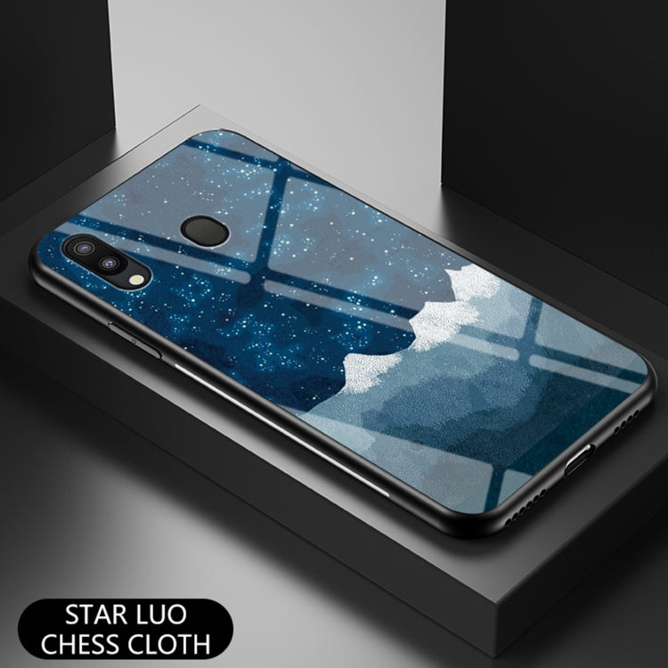 For Samsung Galaxy M20 Starry Sky Painted Tempered Glass TPU Shockproof Protective Case