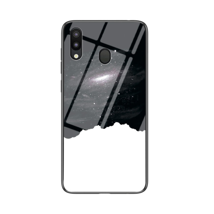 For Samsung Galaxy M20 Starry Sky Painted Tempered Glass TPU Shockproof Protective Case