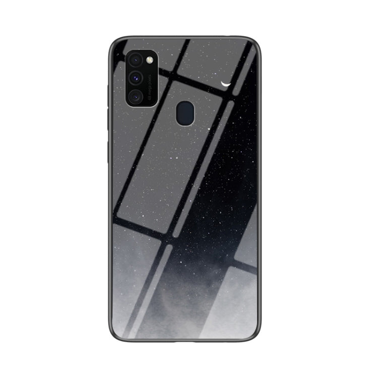 For Samsung Galaxy M30s Starry Sky Painted Tempered Glass TPU Shockproof Protective Case