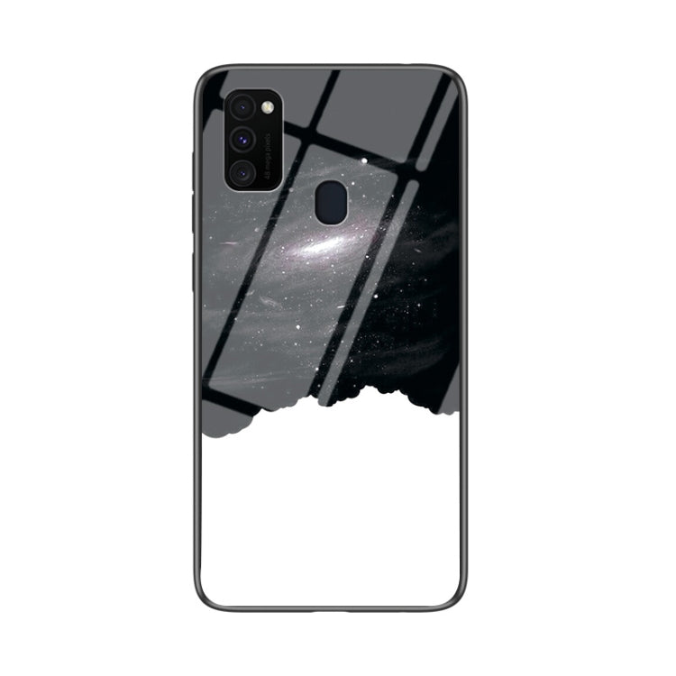 For Samsung Galaxy M30s Starry Sky Painted Tempered Glass TPU Shockproof Protective Case