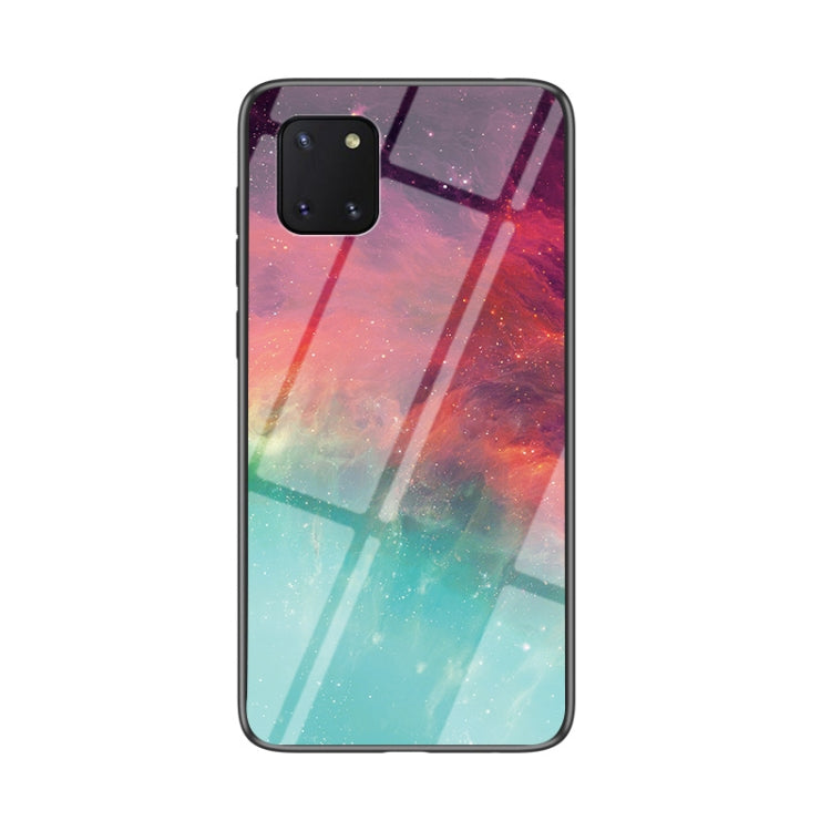 For Samsung Galaxy M60s Starry Sky Painted Tempered Glass TPU Shockproof Protective Case