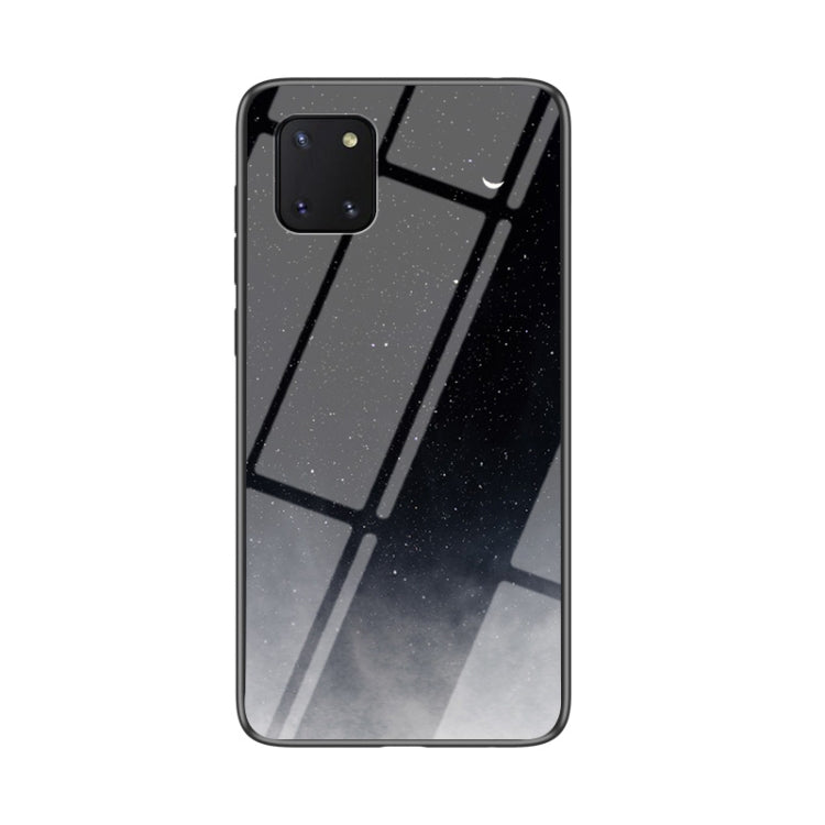 For Samsung Galaxy M60s Starry Sky Painted Tempered Glass TPU Shockproof Protective Case