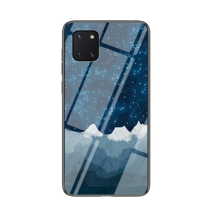 For Samsung Galaxy M60s Starry Sky Painted Tempered Glass TPU Shockproof Protective Case