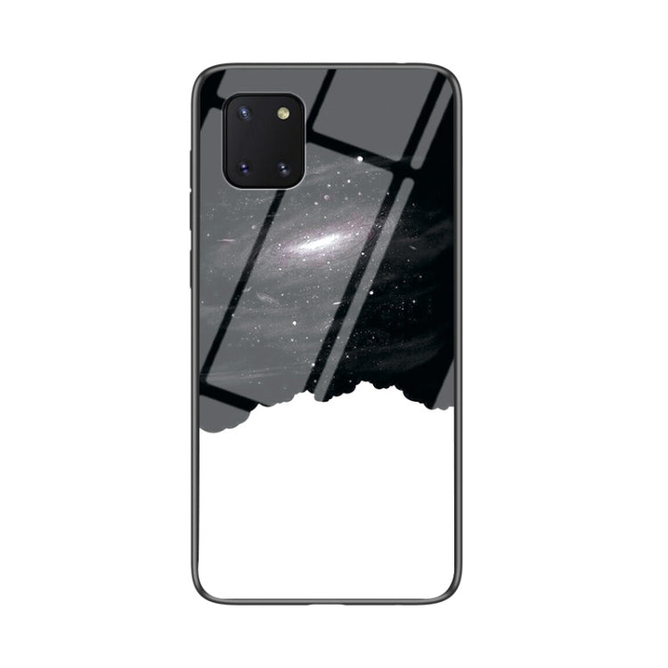 For Samsung Galaxy M60s Starry Sky Painted Tempered Glass TPU Shockproof Protective Case