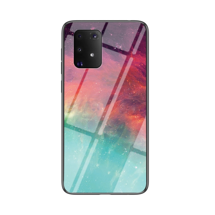 For Samsung Galaxy M80s Starry Sky Painted Tempered Glass TPU Shockproof Protective Case
