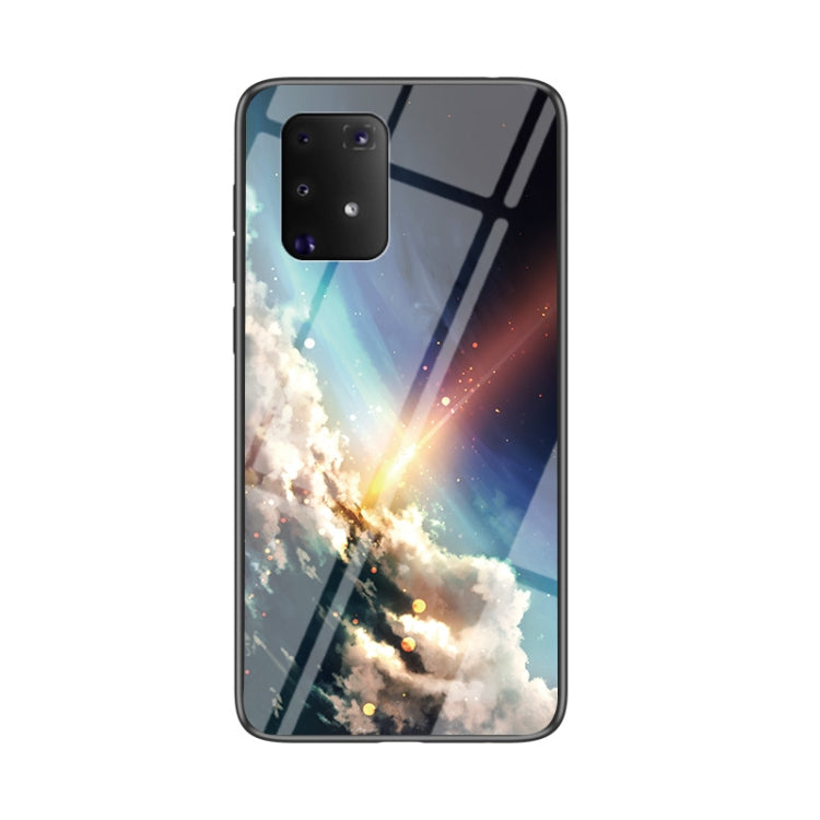 For Samsung Galaxy M80s Starry Sky Painted Tempered Glass TPU Shockproof Protective Case