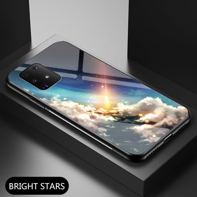 For Samsung Galaxy M80s Starry Sky Painted Tempered Glass TPU Shockproof Protective Case