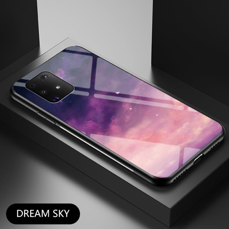 For Samsung Galaxy M80s Starry Sky Painted Tempered Glass TPU Shockproof Protective Case