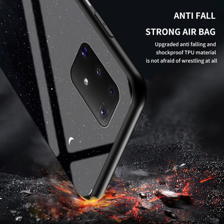 For Samsung Galaxy M80s Starry Sky Painted Tempered Glass TPU Shockproof Protective Case