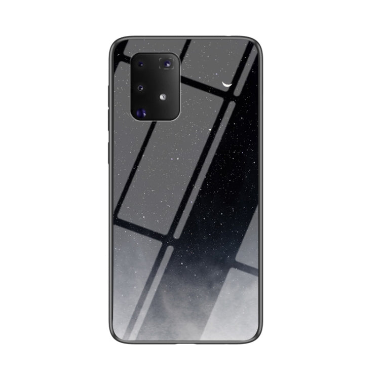 For Samsung Galaxy M80s Starry Sky Painted Tempered Glass TPU Shockproof Protective Case