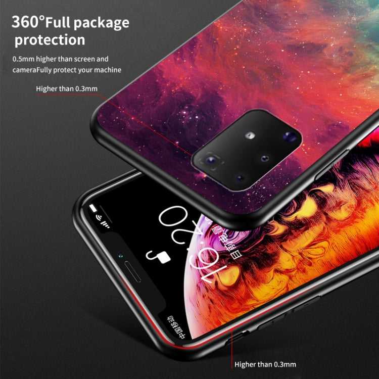 For Samsung Galaxy M80s Starry Sky Painted Tempered Glass TPU Shockproof Protective Case