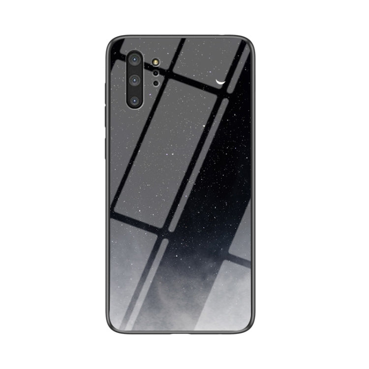 For Samsung Galaxy Note10+ Starry Sky Painted Tempered Glass TPU Shockproof Protective Case