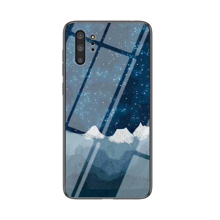 For Samsung Galaxy Note10+ Starry Sky Painted Tempered Glass TPU Shockproof Protective Case