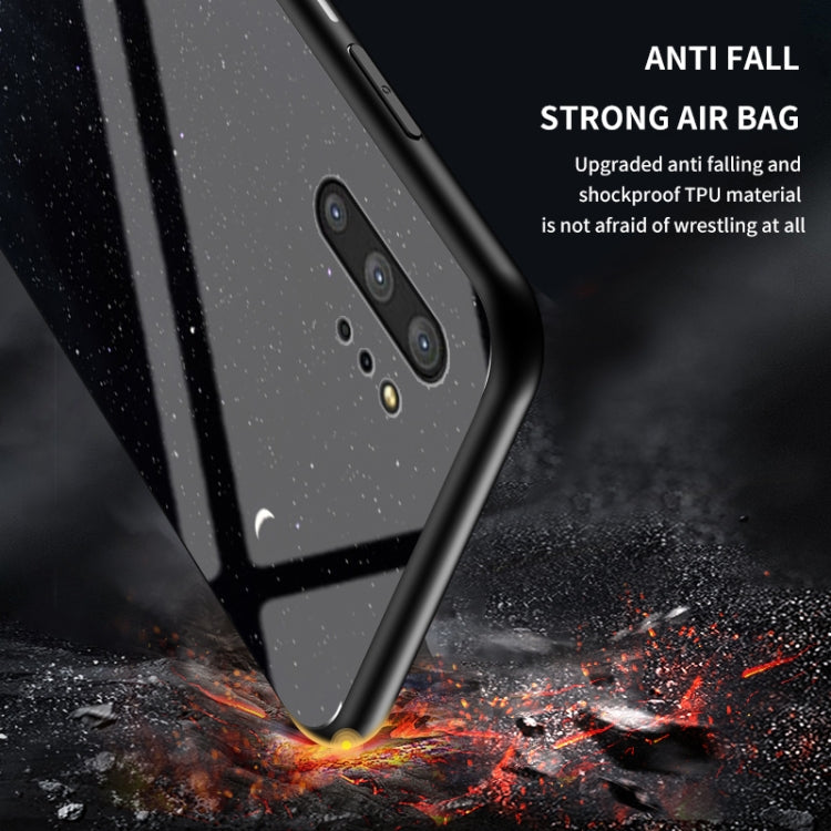 For Samsung Galaxy Note10+ Starry Sky Painted Tempered Glass TPU Shockproof Protective Case