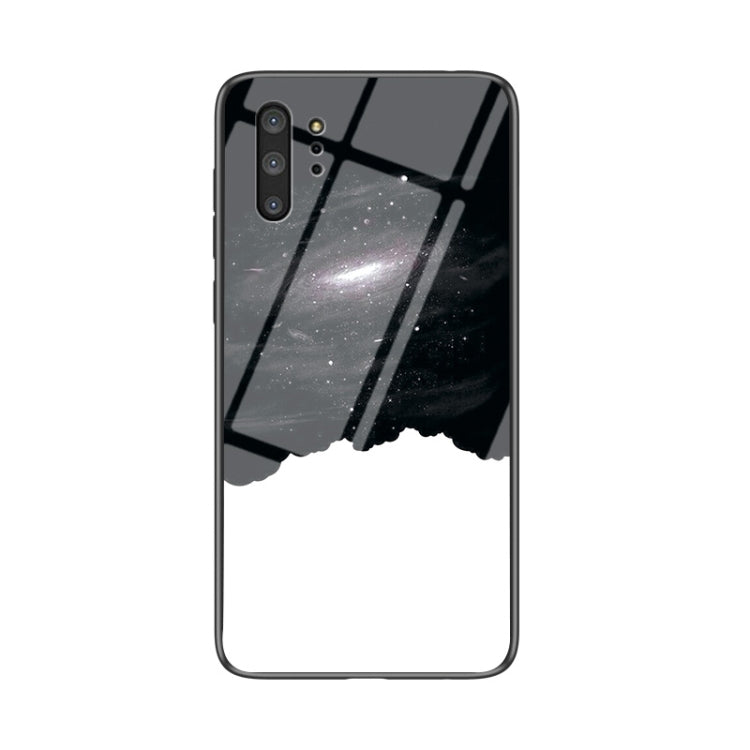 For Samsung Galaxy Note10+ Starry Sky Painted Tempered Glass TPU Shockproof Protective Case